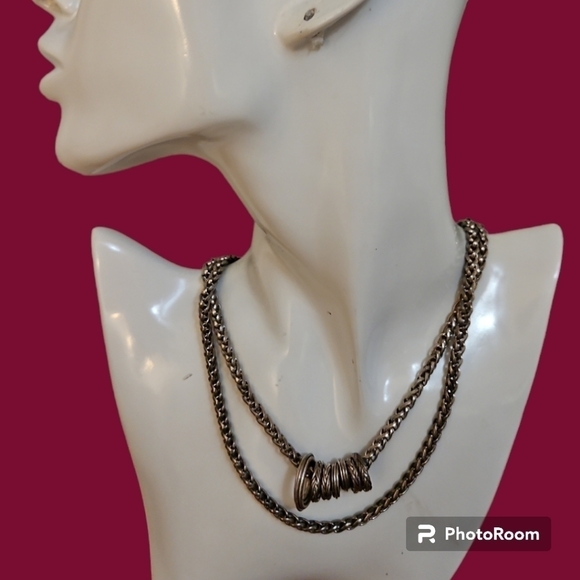 Vintage Long Palma Chain Circle Donut Charms Sweater Necklace - Picture 2 of 8